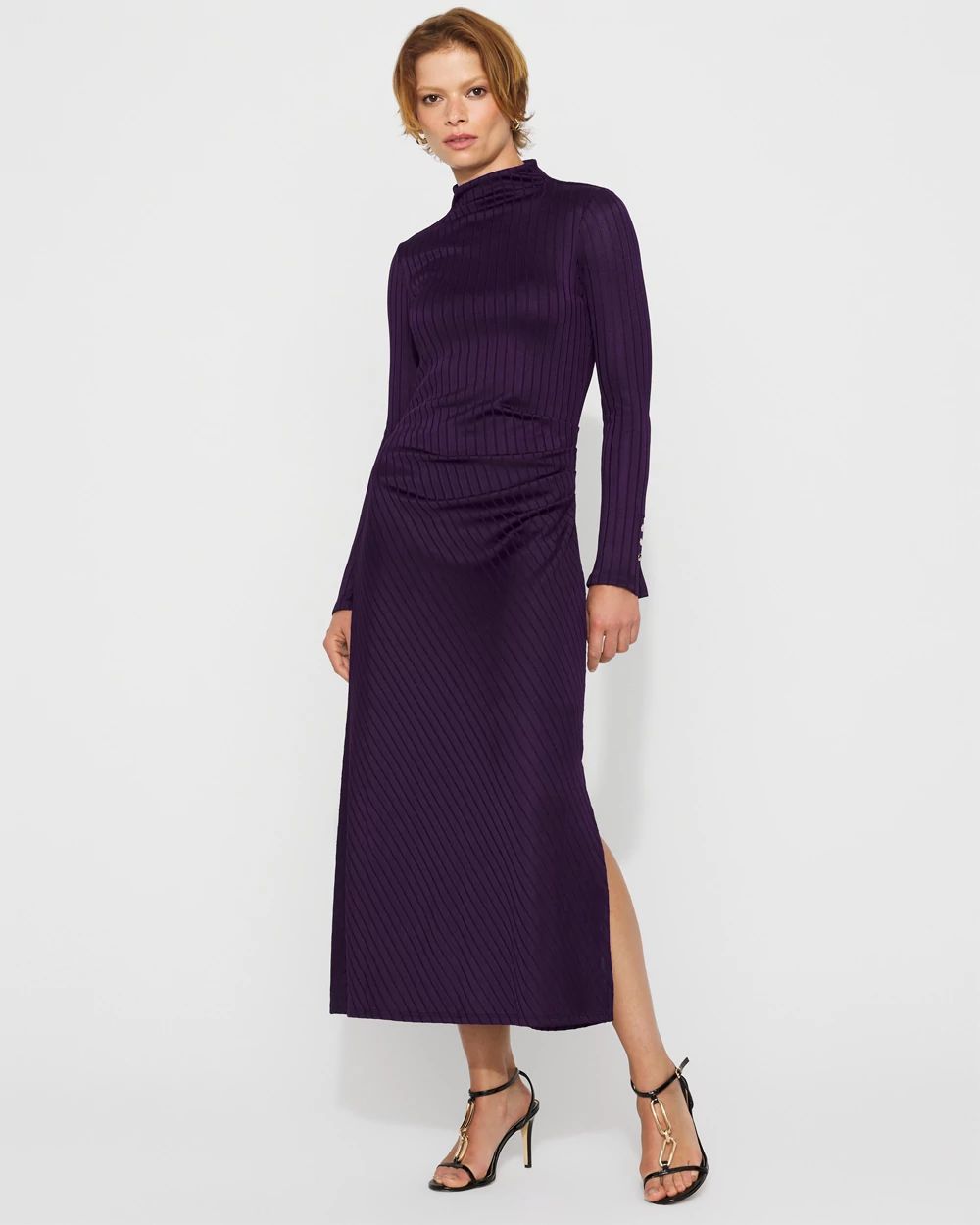 Petite Ribbed Long Sleeve Maxi Dress