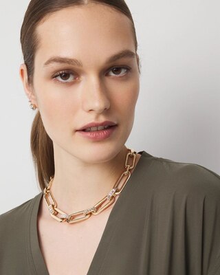 Elongated Links Single Strand Necklace