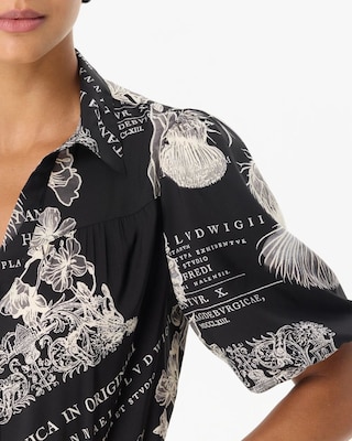 Matte Satin Y-neck Button Front Shirt click to view larger image.