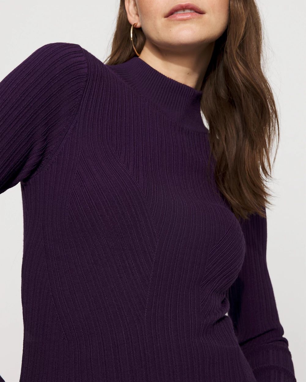 Essential Mock Neck Rib Sweater click to view larger image.