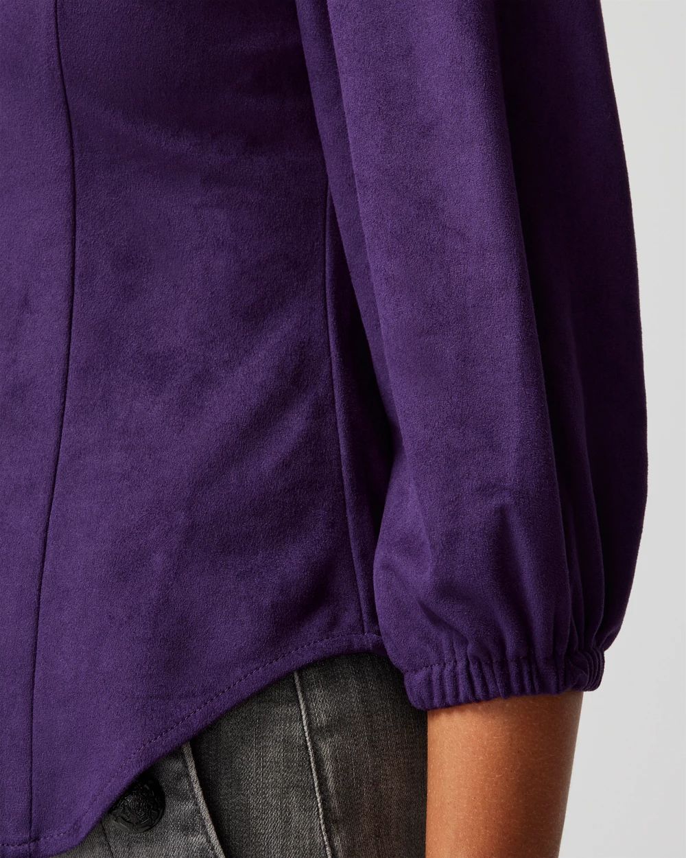 Elbow Sleeve Vegan Suede Shirt