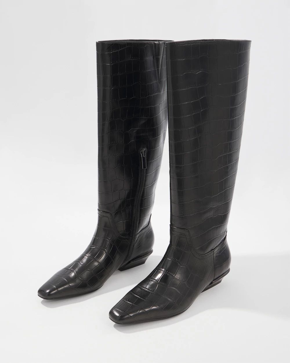 Faux Crocodile Riding Boot