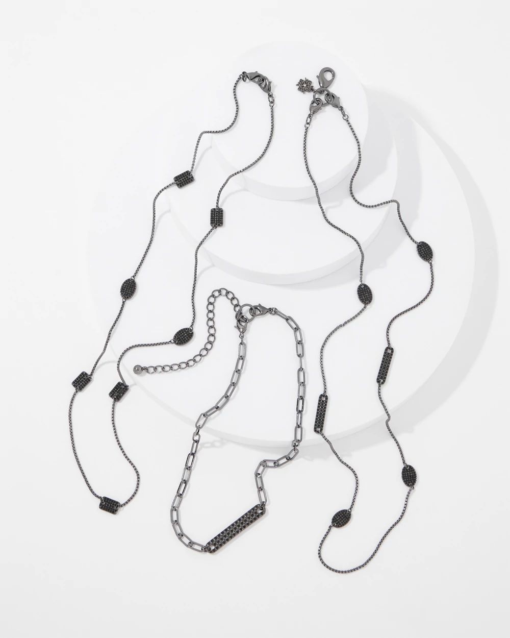 Hematite + Pavé Convertible Necklace click to view larger image.