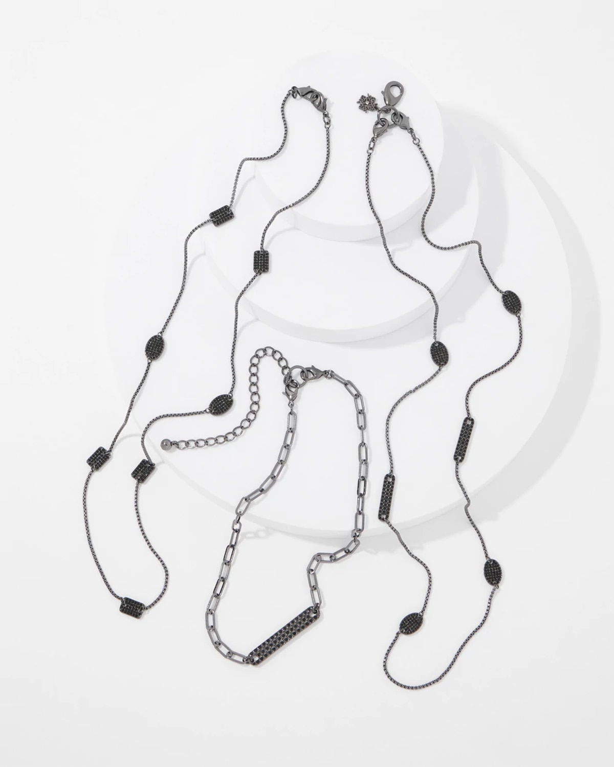 White House Black Market Hematite + Pave Convertible Necklace |