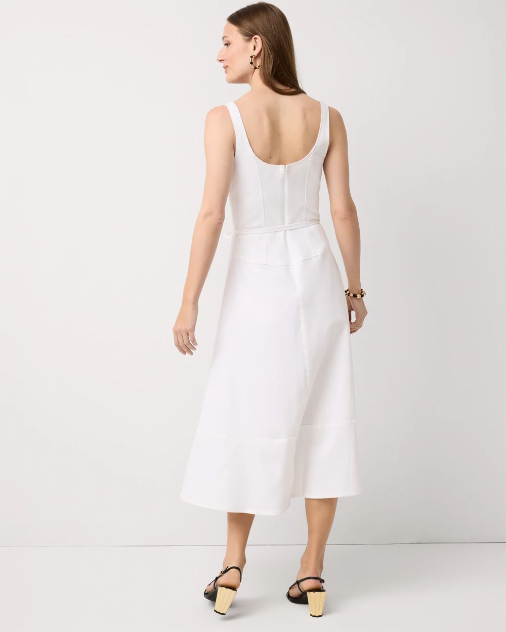 Petite Sleeveless Tie-Waist Denim Dress