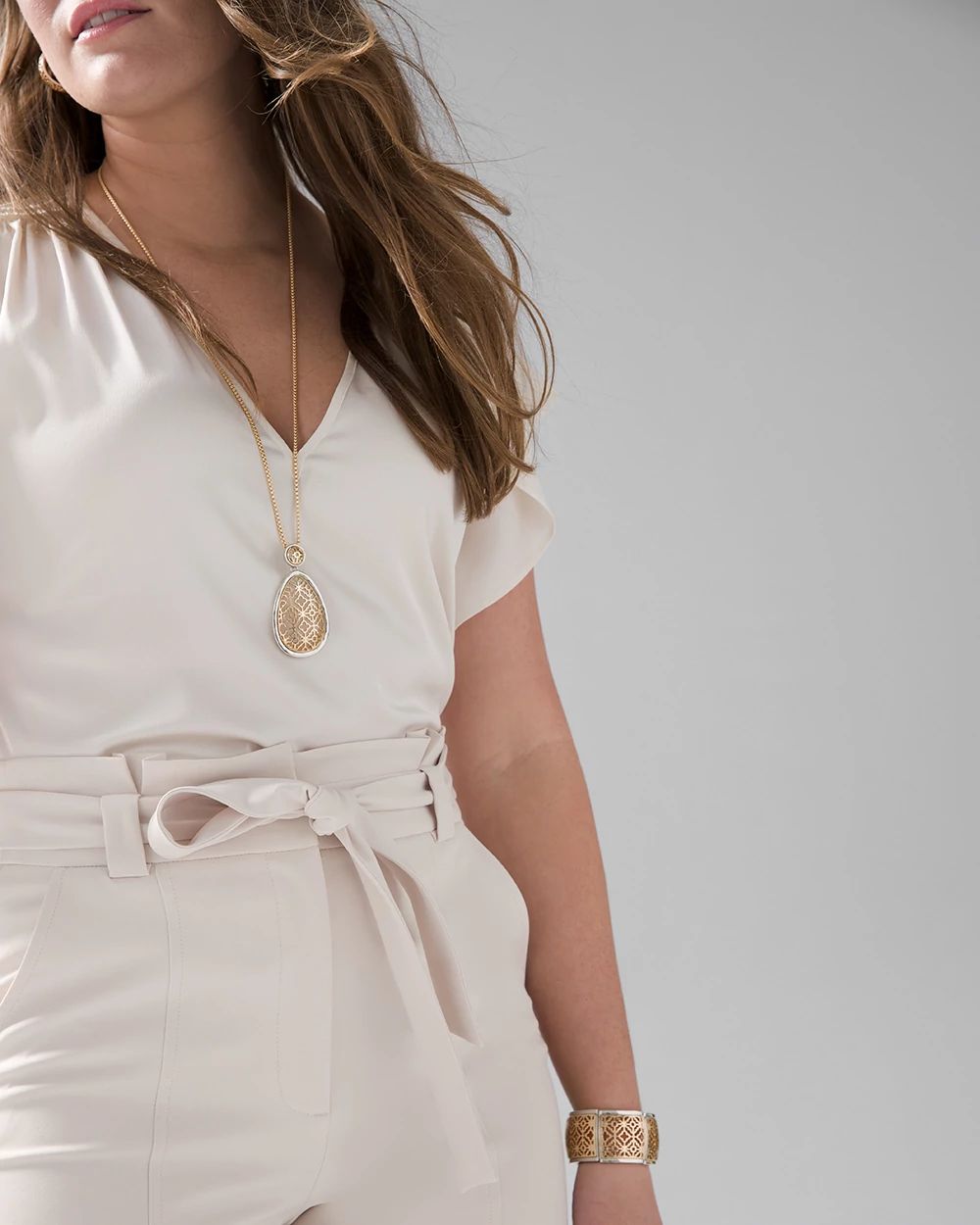 Curvy Paper Bag Waist Tapered Pant