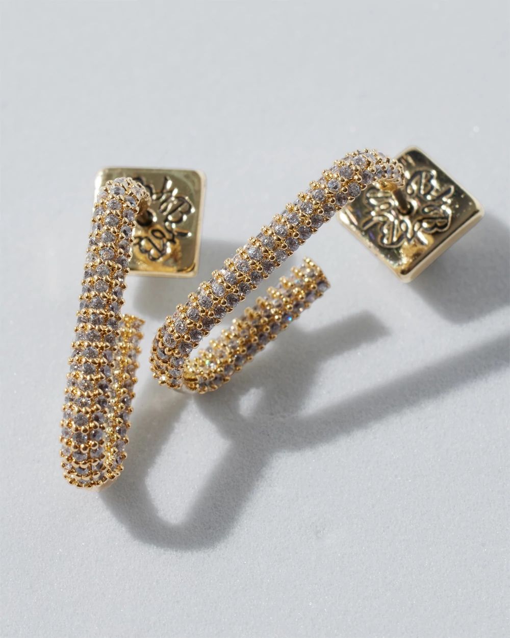 Gold Small Pave Crystal Hoop Earring