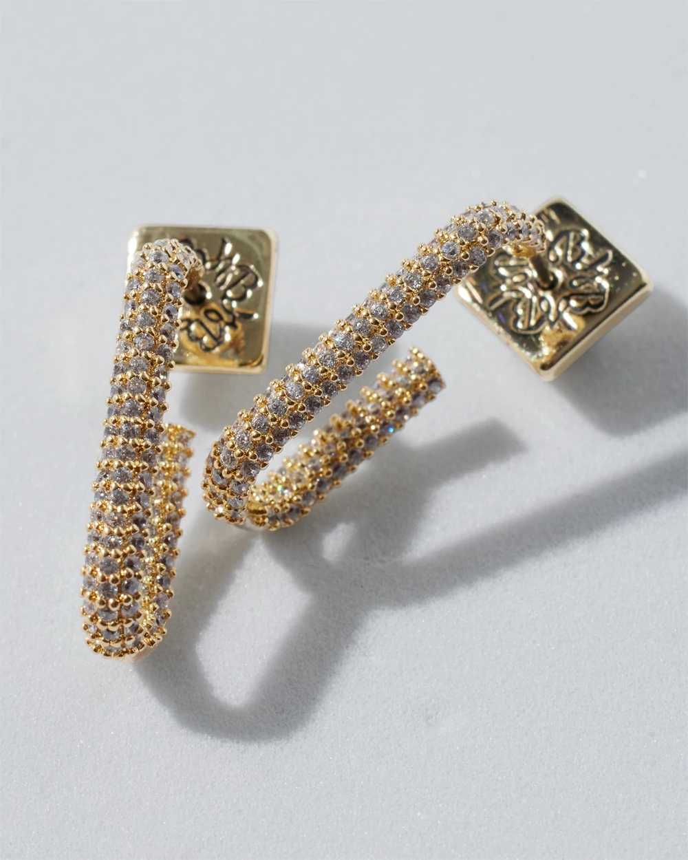 Gold Small Pave Crystal Hoop Earring click to view larger image.