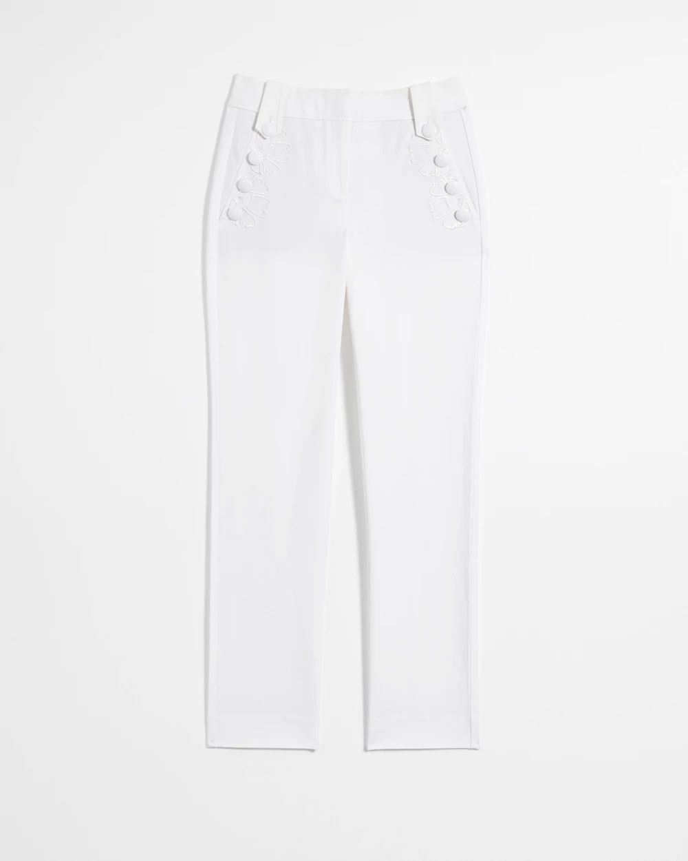 WHBM® Jolie Embroidered Button Straight Pant