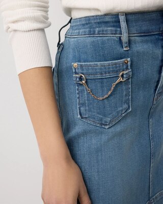 Chain Detail Denim Skirt click to view larger image.