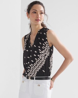 Sleeveless Ruched V-Neck Shell Top