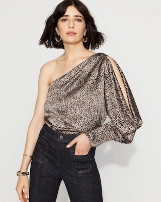 One-Shoulder Satin Blouse
