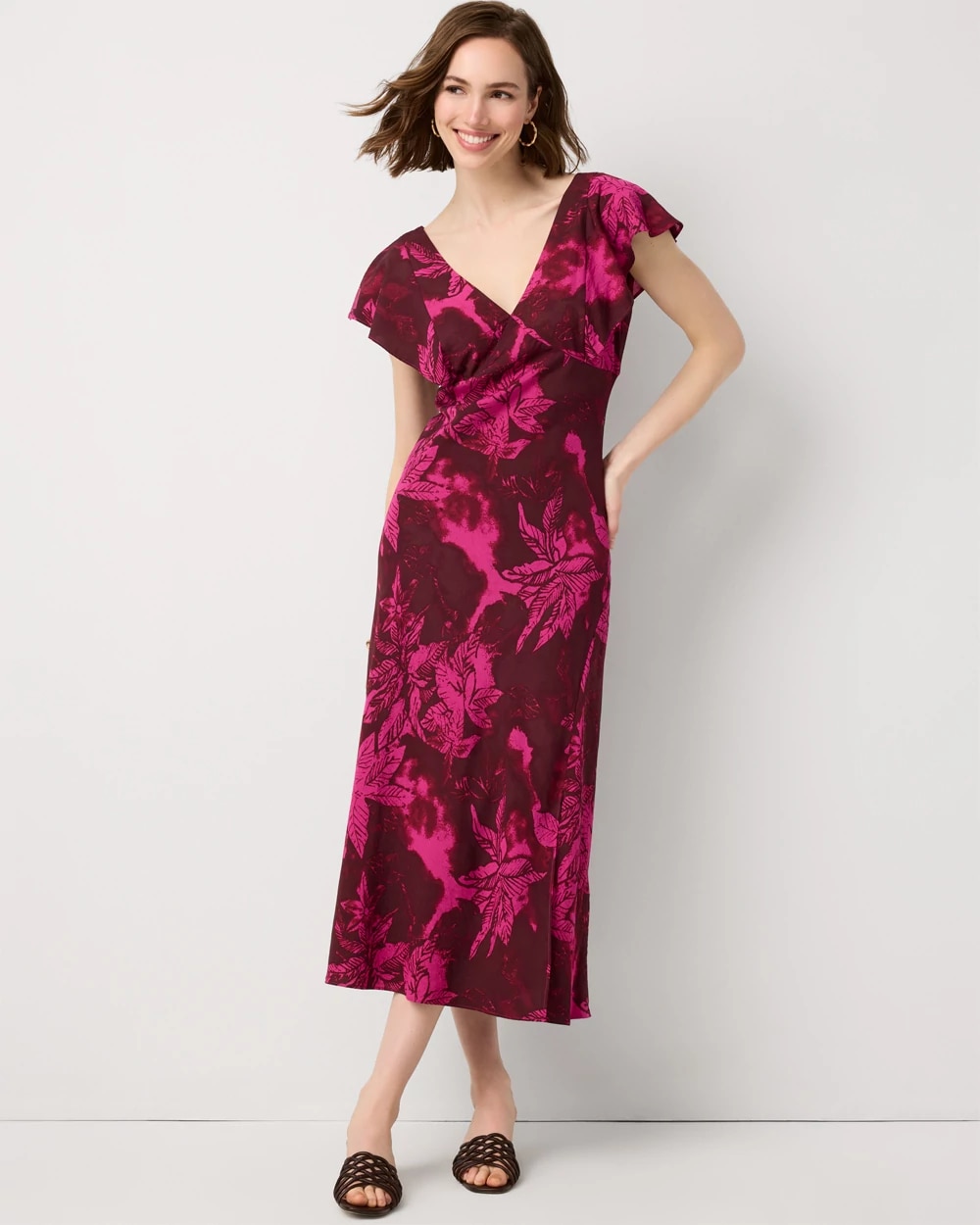 Petite Flutter Sleeve Slip Dress