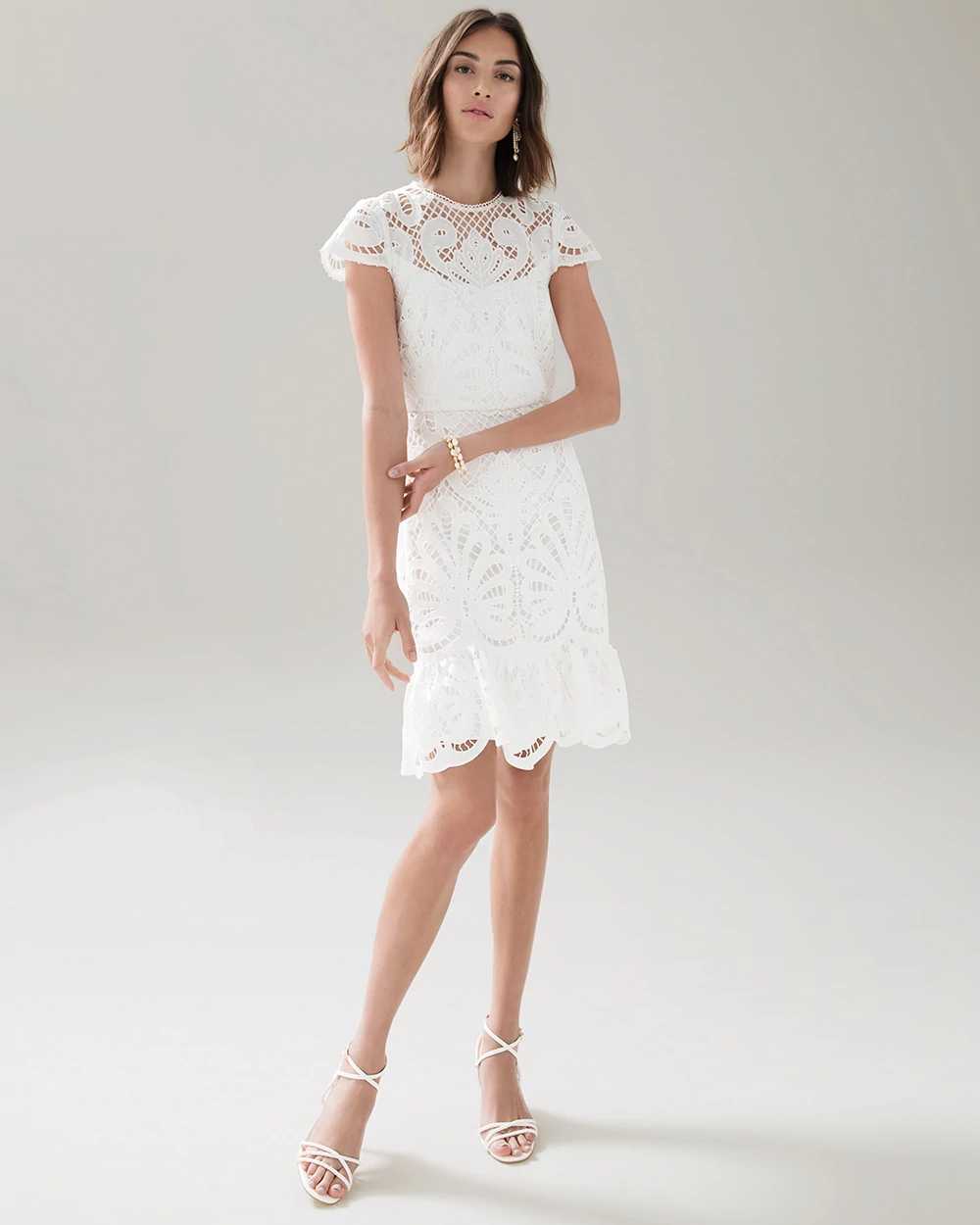 White lace cap sleeve dress store