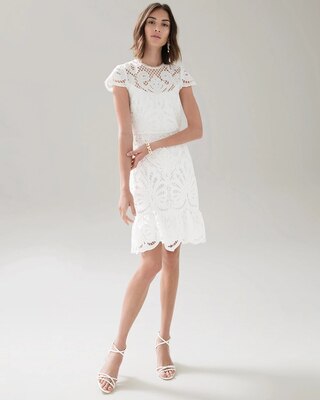 White Cap Sleeve Lace Dress