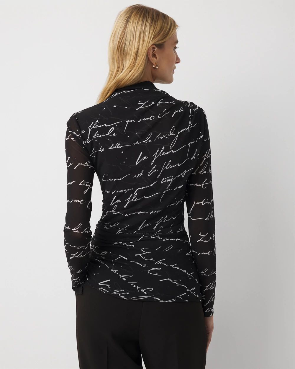 Ruched Mesh Long Sleeve Top click to view larger image.