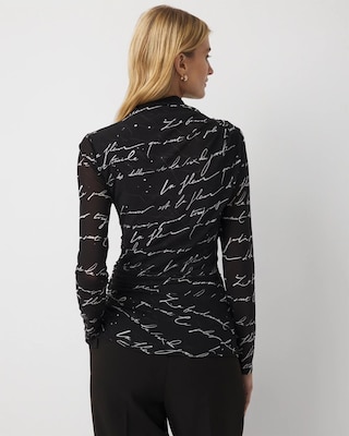 Ruched Mesh Long Sleeve Top click to view larger image.