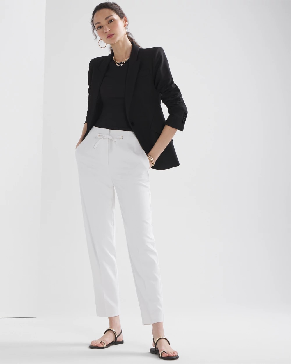 Grommet Tapered Ankle Pants