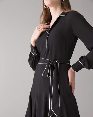 Contrast Trim Godet Dress