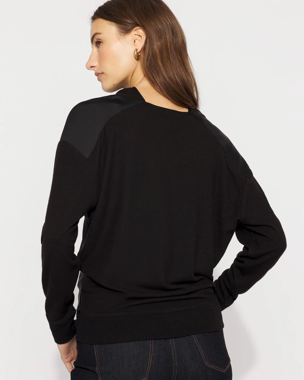 Petite Satin Mix Snit Top