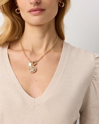 Ruched Sleeve V-neck Pullover click to view larger image.