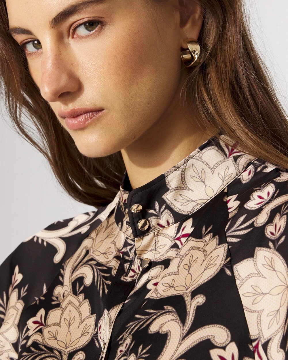 Flutter-Sleeve Satin Shirt