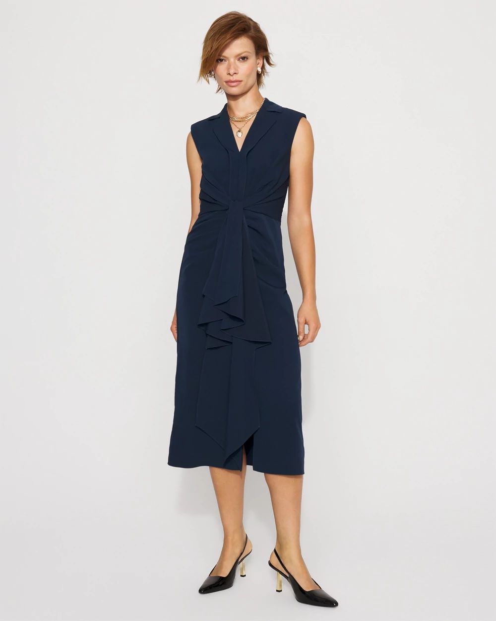 Petite Blazer Faux Wrap Midi Dress