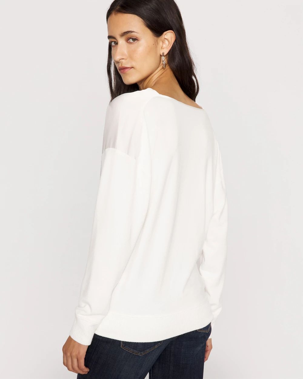 Petite Satin Mix Snit Top