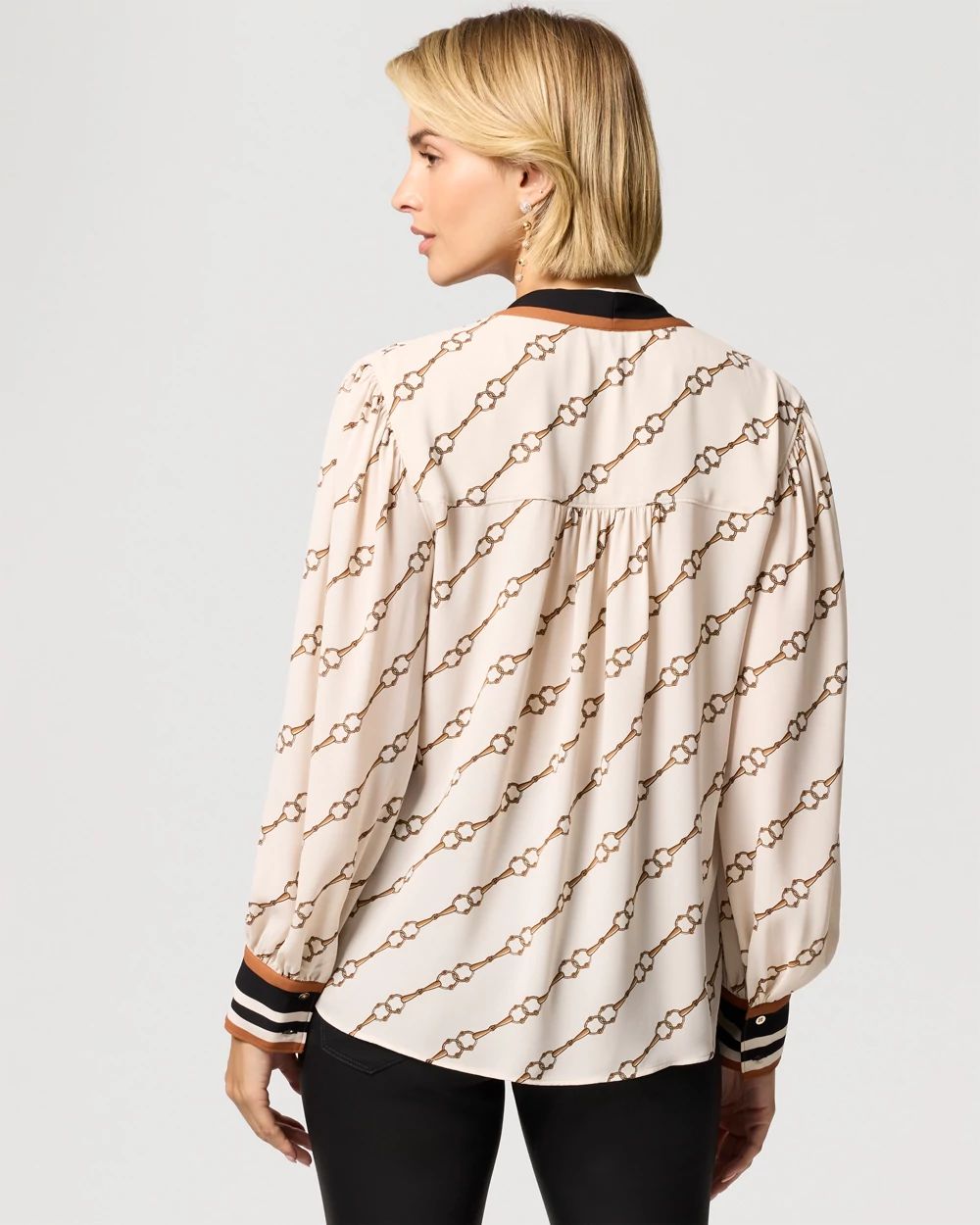 Tie Neck Crepe Blouse click to view larger image.