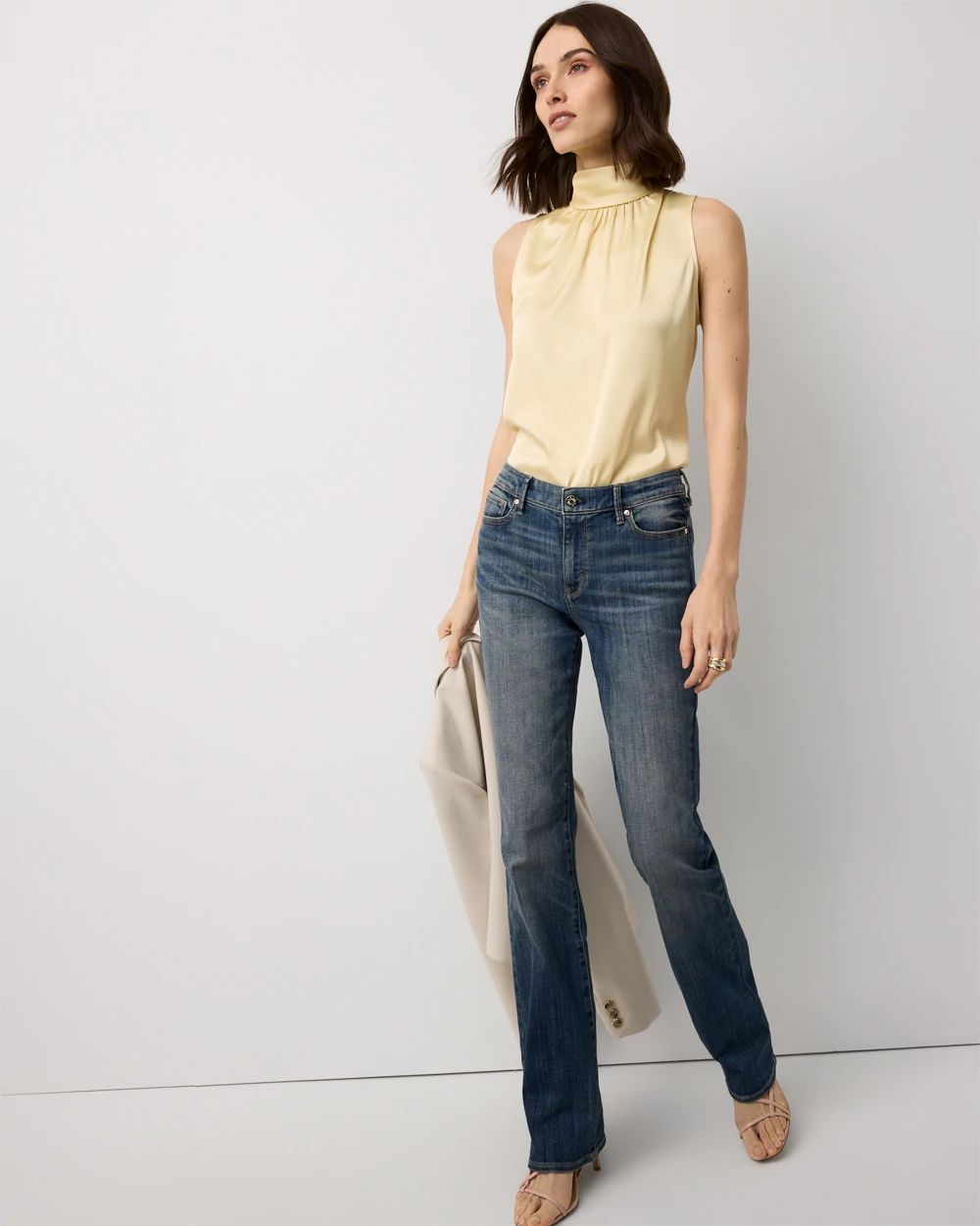 Bow Back Satin Halter Blouse click to view larger image.