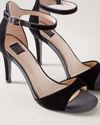 Strappy Velvet Mid Heel Sandals click to view larger image.