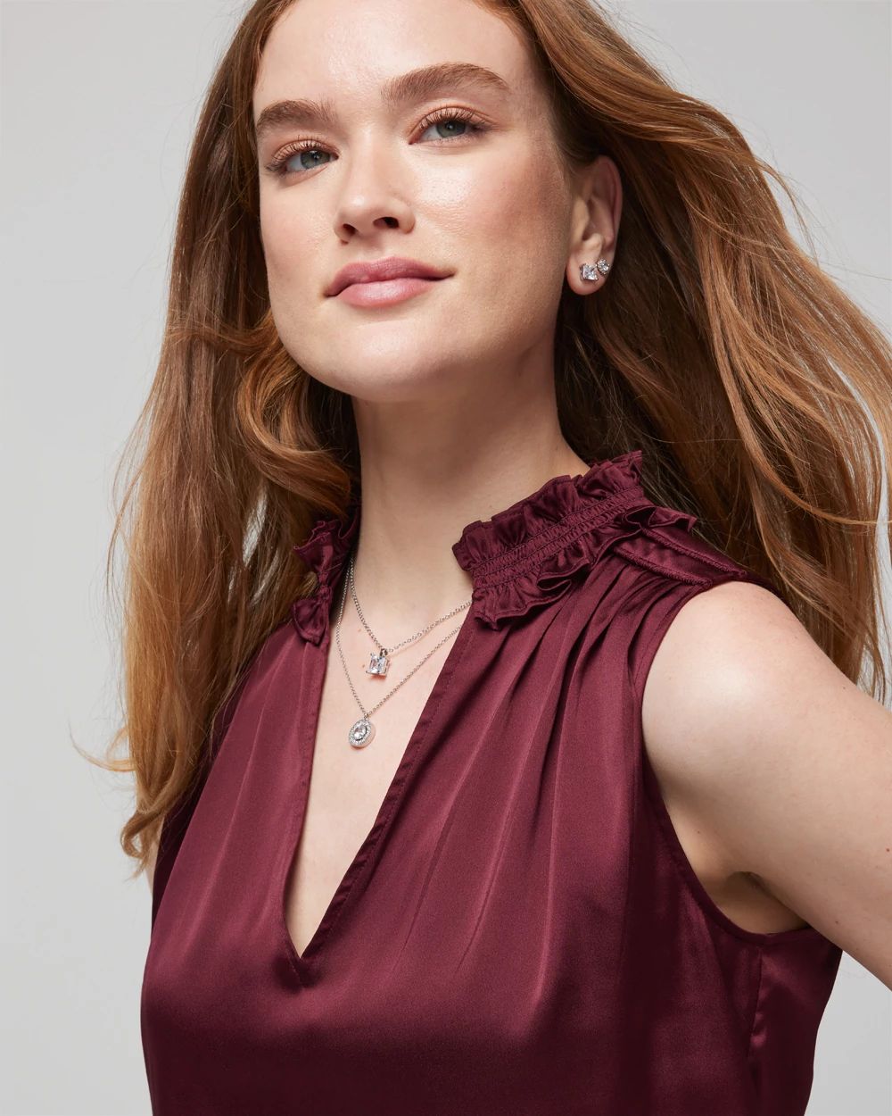 Satin Ruched Neck Shell