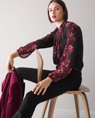 Long-Sleeve Floral Blouse
