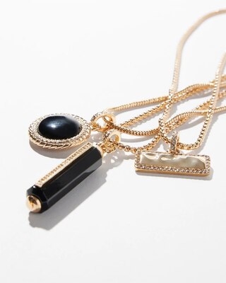 Multi Black Glass Pendant Necklace