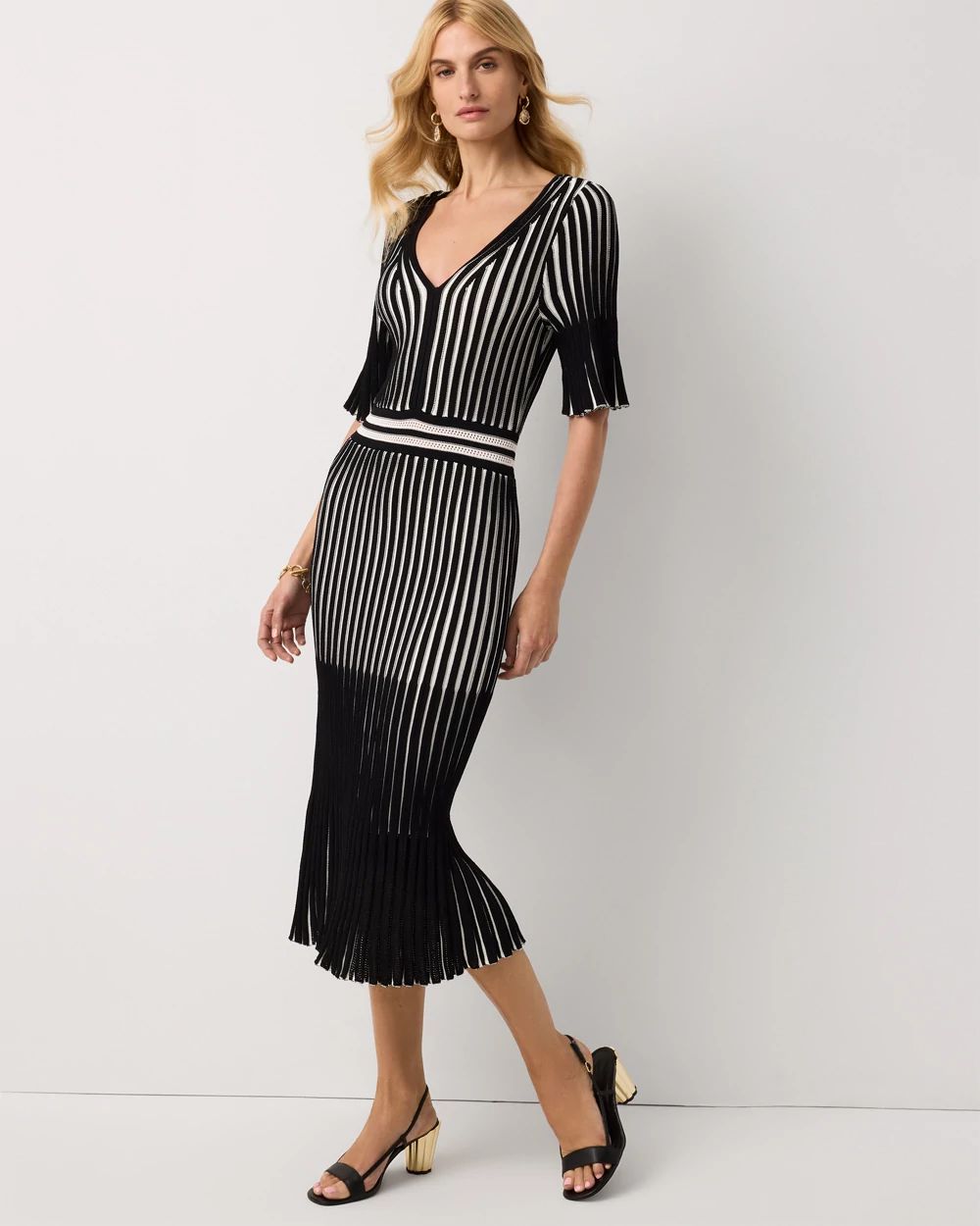 Petite Flutter Sleeve Sweater Dress