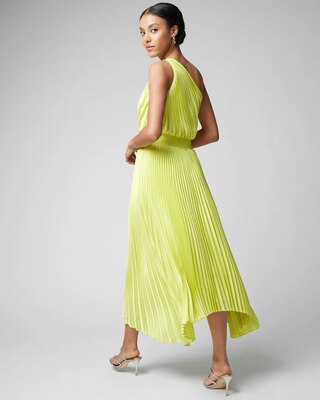 One-Shoulder Pleated Midi Dress