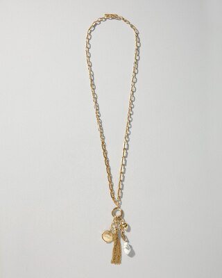 Convertible Goldtone & Faux Pearl Tassel Necklace