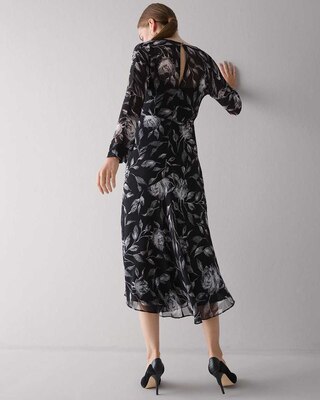 Long Sleeve Floral Soft Midi Dress click to view larger image.