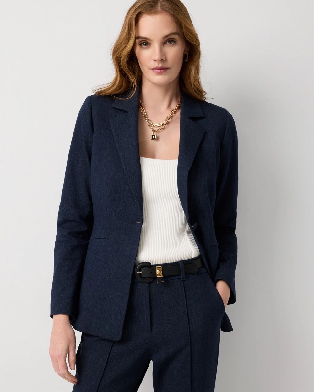 Petite Denim Look Blazer