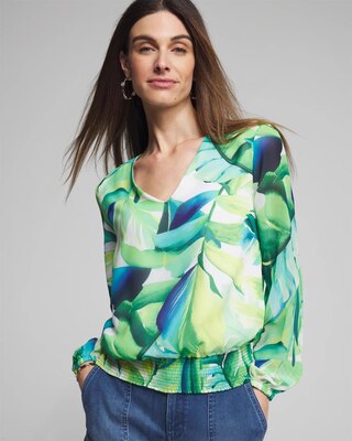 Outlet WHBM Tropical Chiffon Blouse