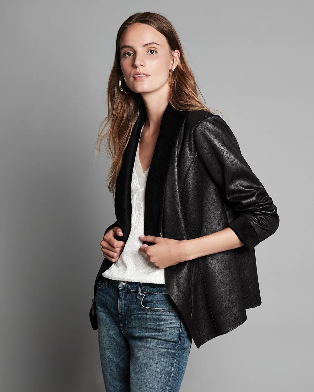 White house black market leather jacket store