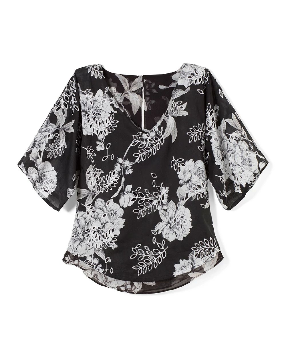 Embroidered Kimono-Style Top