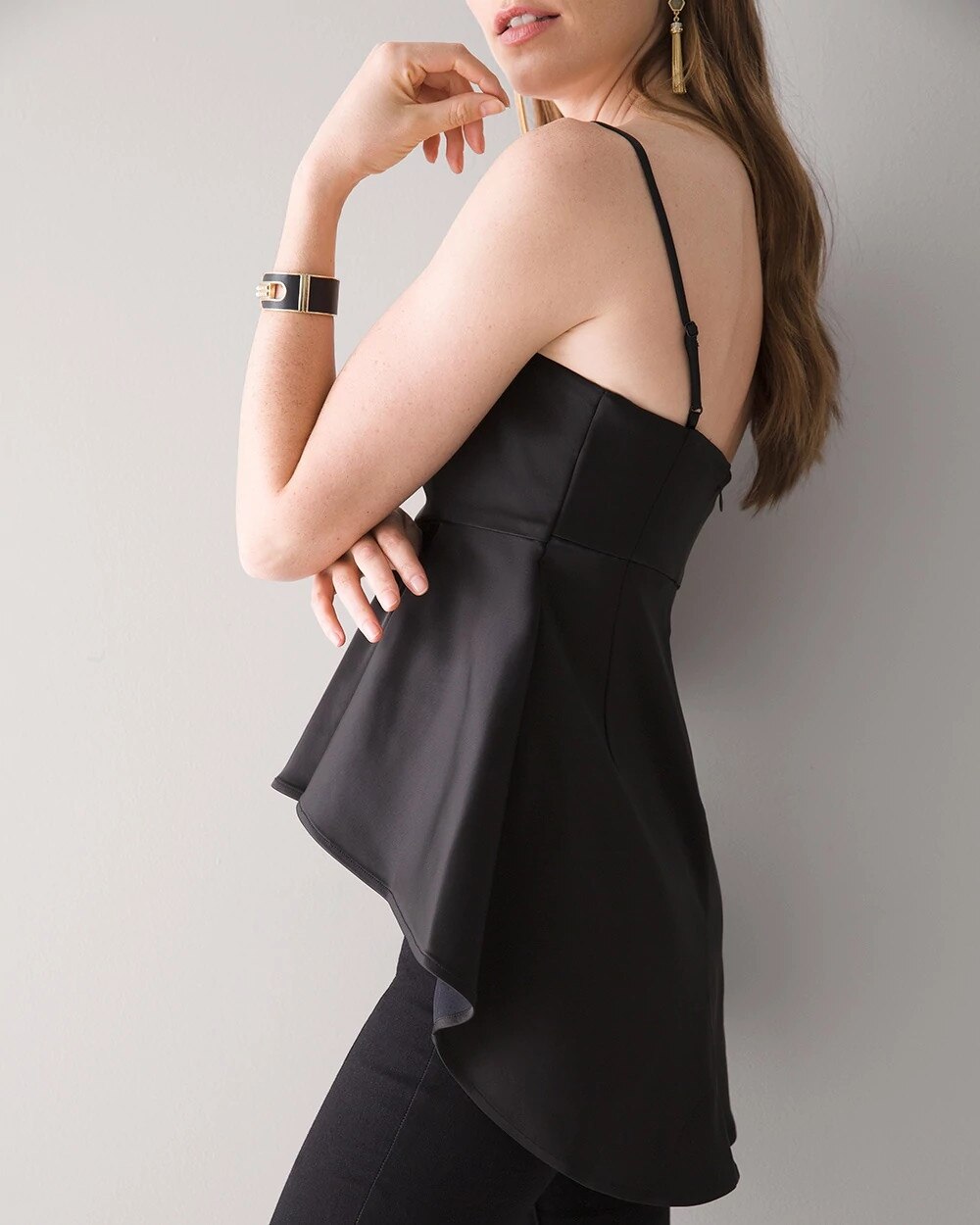 black high low peplum top