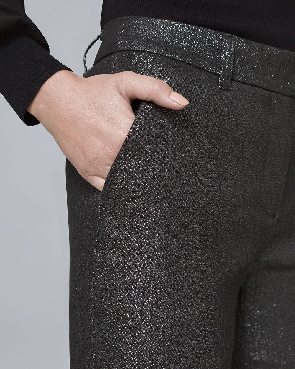 Metallic Slim Ankle Pants