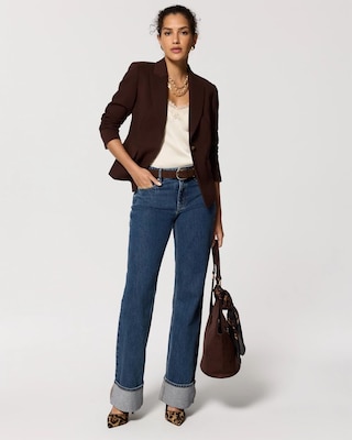 Luxe Stretch Cropped One-Button Blazer click to view larger image.
