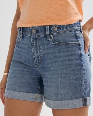 Mid-Rise Everyday Soft Denim Roll Tab Shorts
