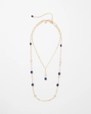Gold + Blue Crystal Convertible Necklace