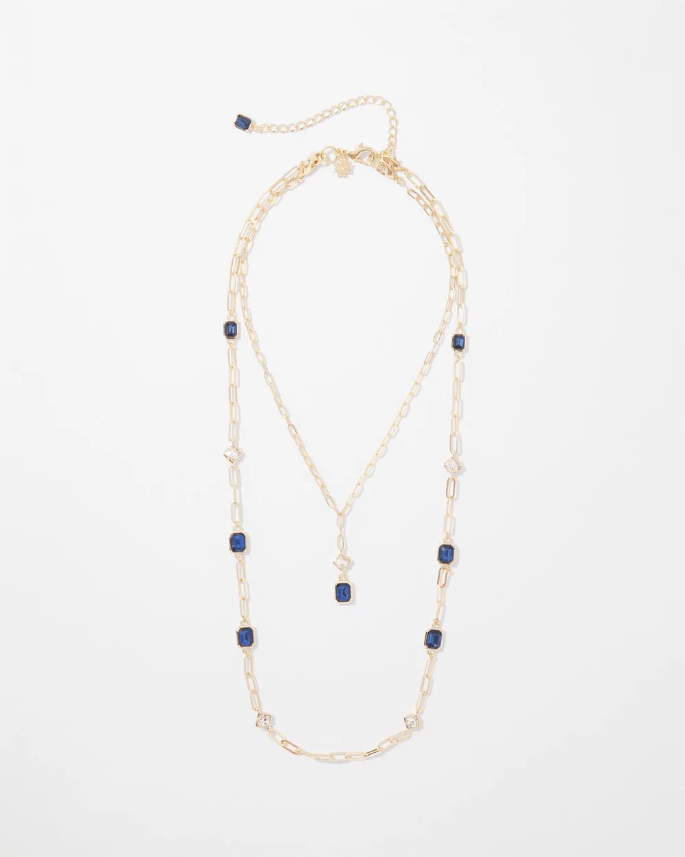Gold + Blue Crystal Convertible Necklace