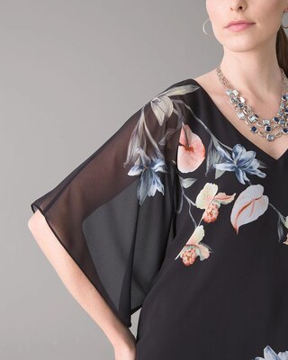 Black Floral Kimono Top