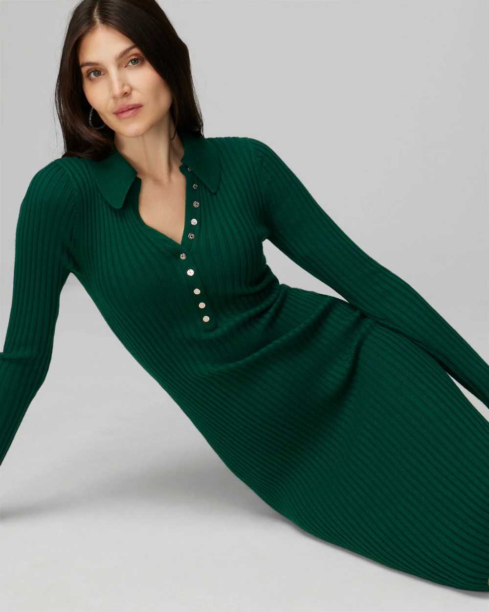 Long Sleeve Rib Sweater Dress click to view larger image.